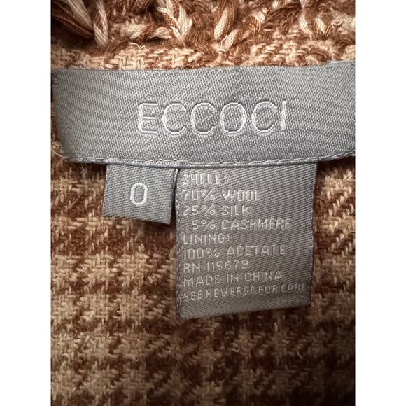Eccoci Wool Silk Cashmere dressy Jacket with Embroidered Trim fall winter Size 0 - Picture 12 of 16